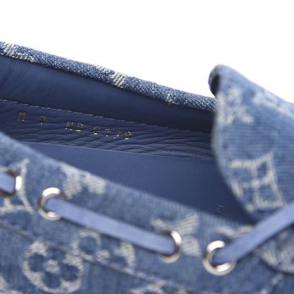 Louis Vuitton Monogram Denim Mens Arizona Car Shoe Moccasin Loafers 7 Blue 8 of 9