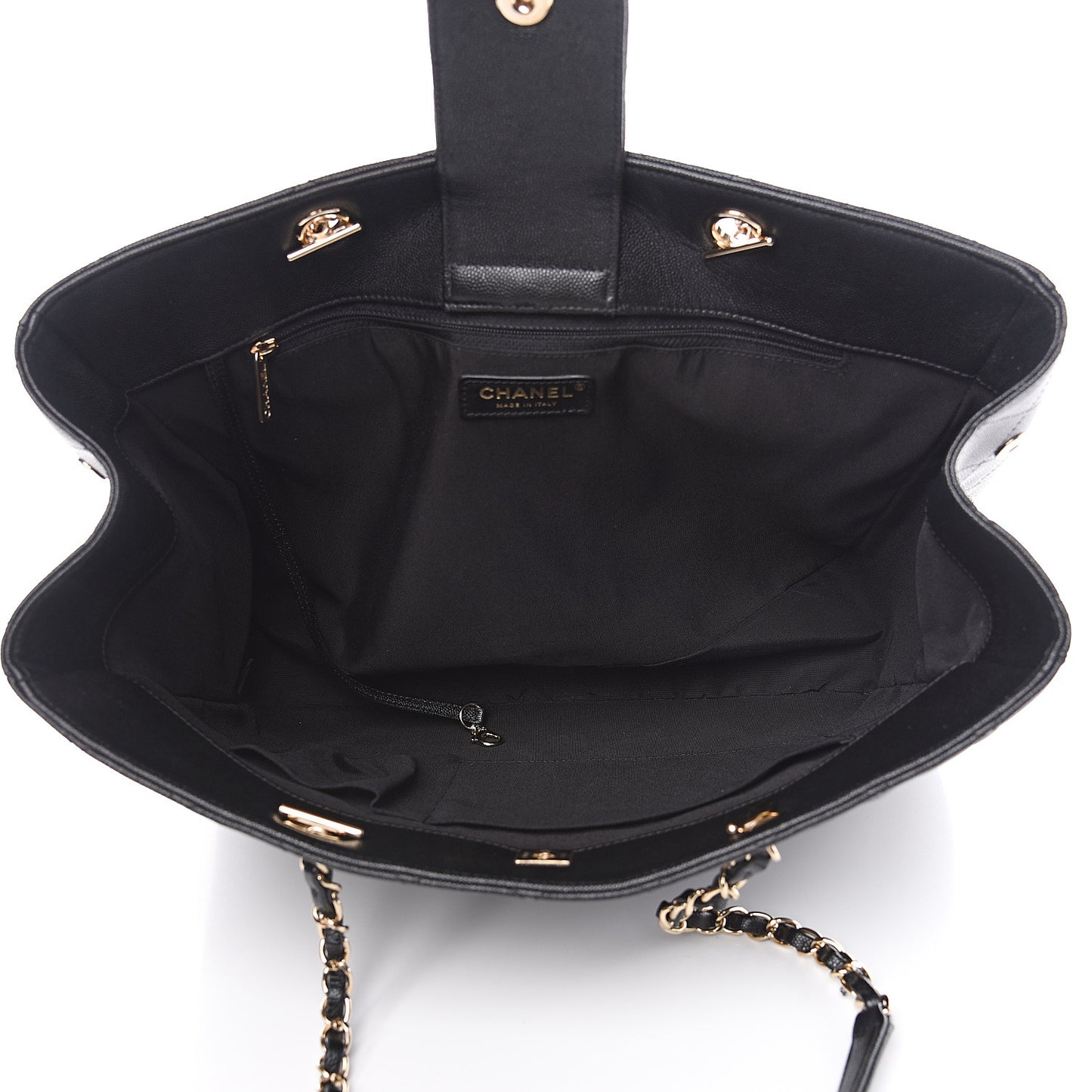 Caviar Quilted Large Shopping Tote Black