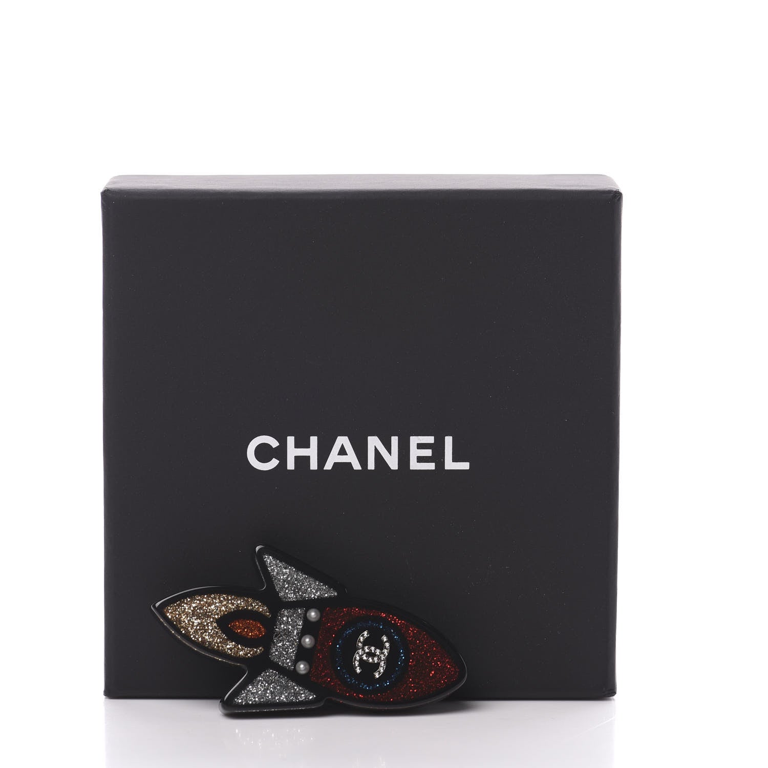 Chanel Glittered Resin Strass Rocket Brooch Silver Blue Pink 5 of 5