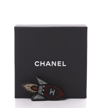 Chanel Glittered Resin Strass Rocket Brooch Silver Blue Pink 5 of 5