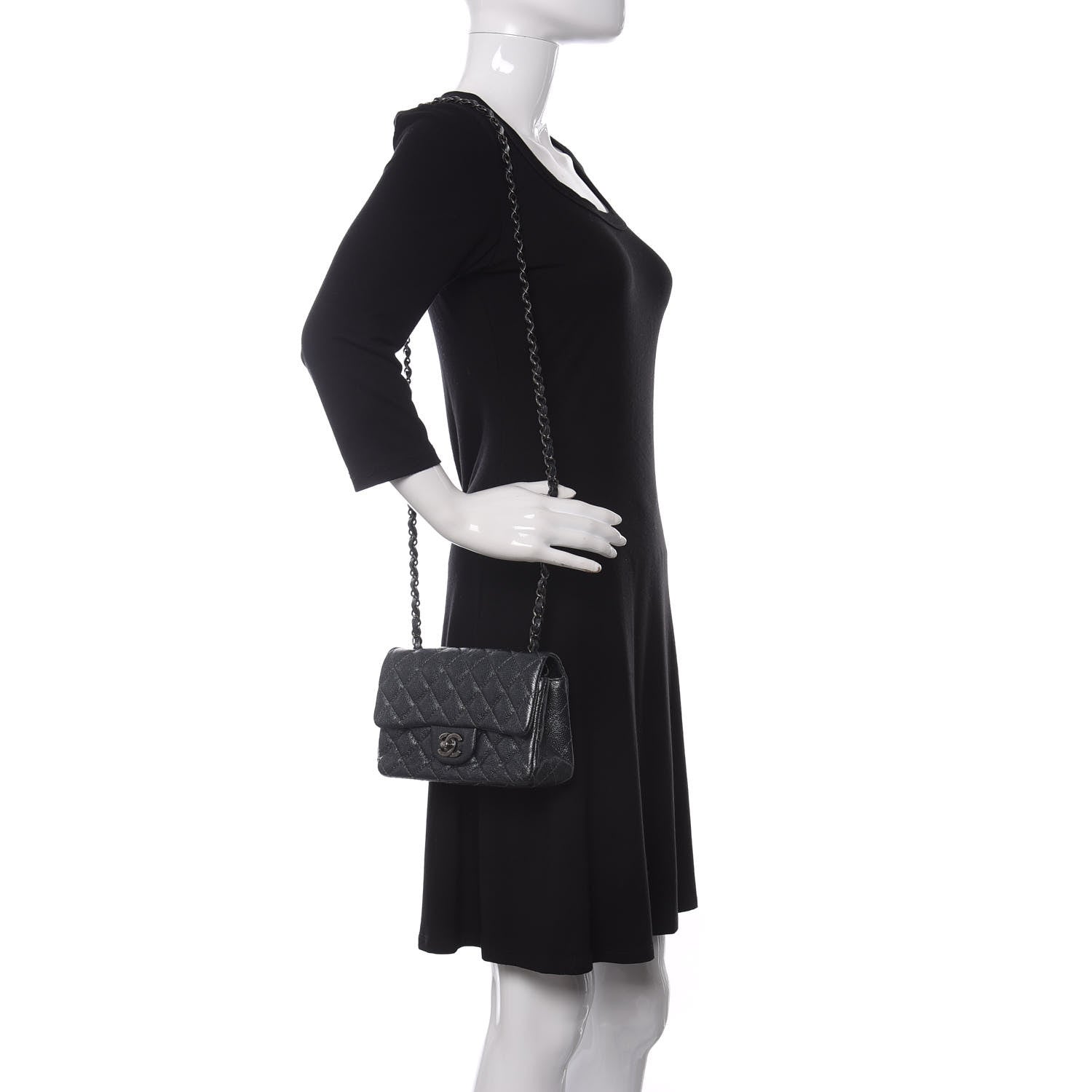 Chanel Pearly Caviar Quilted Mini Rectangular Flap Grey 2 of 10