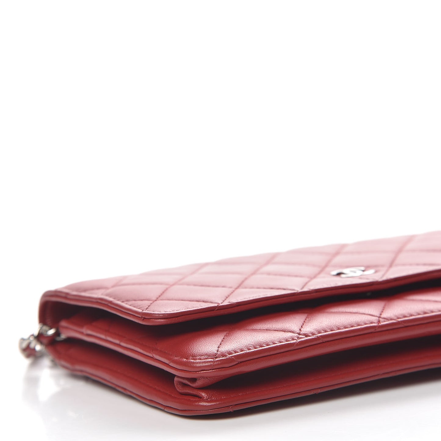 Lambskin Quilted Wallet On Chain WOC Red