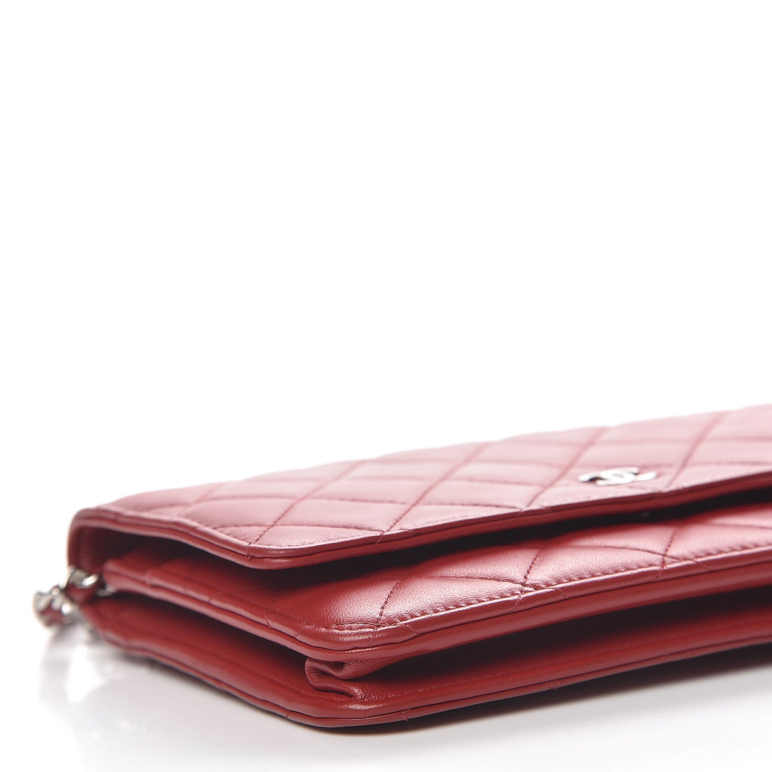 Chanel Lambskin Quilted Wallet On Chain WOC Red 9 of 12