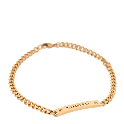 Tiffany 18K Yellow Gold Diamond Micro Link ID Chain Bracelet 1 of 5
