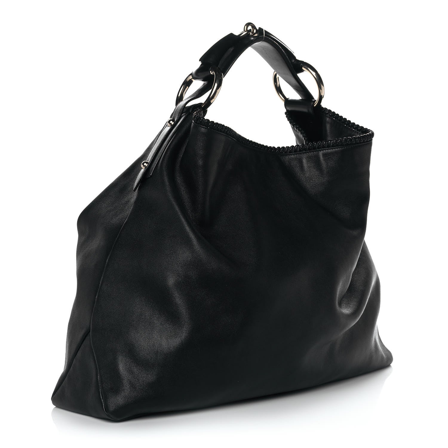 Gucci Calfskin Large Horsebit Chain Hobo Black 3 of 9