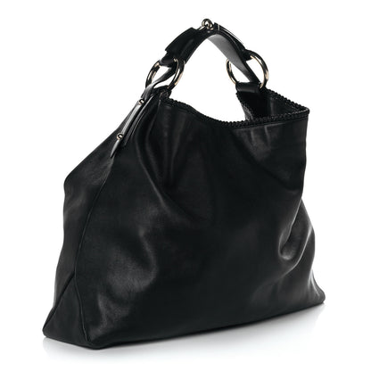 Gucci Calfskin Large Horsebit Chain Hobo Black 3 of 9