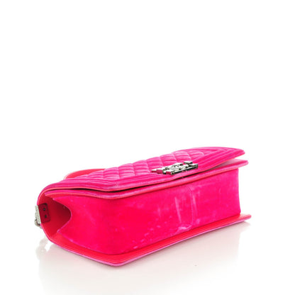 Chanel Velvet Quilted Medium Boy Flap Fuchsia 4 of 8