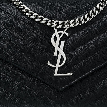 Saint Laurent Grain De Poudre Matelasse Chevron Monogram Chain Wallet Black 7 of 9