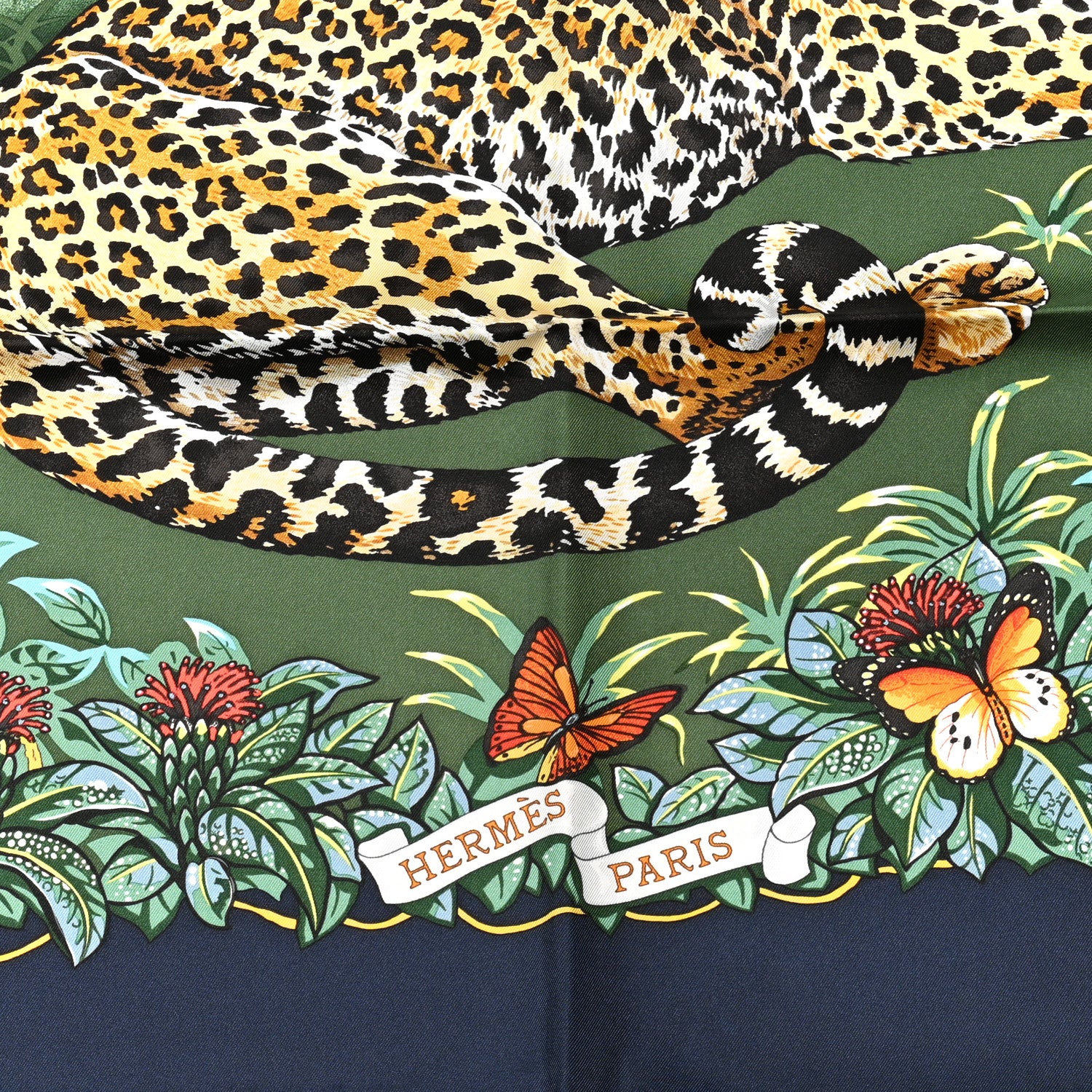 Hermes Silk Jungle Love Scarf 90 Marine Vert Orange 2 of 4