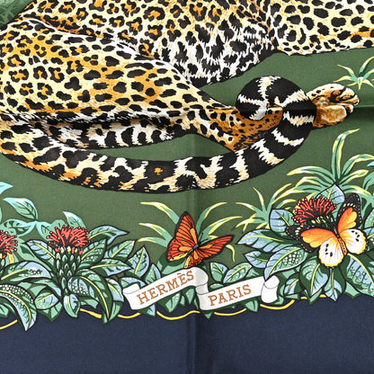 Hermes Silk Jungle Love Scarf 90 Marine Vert Orange 2 of 4
