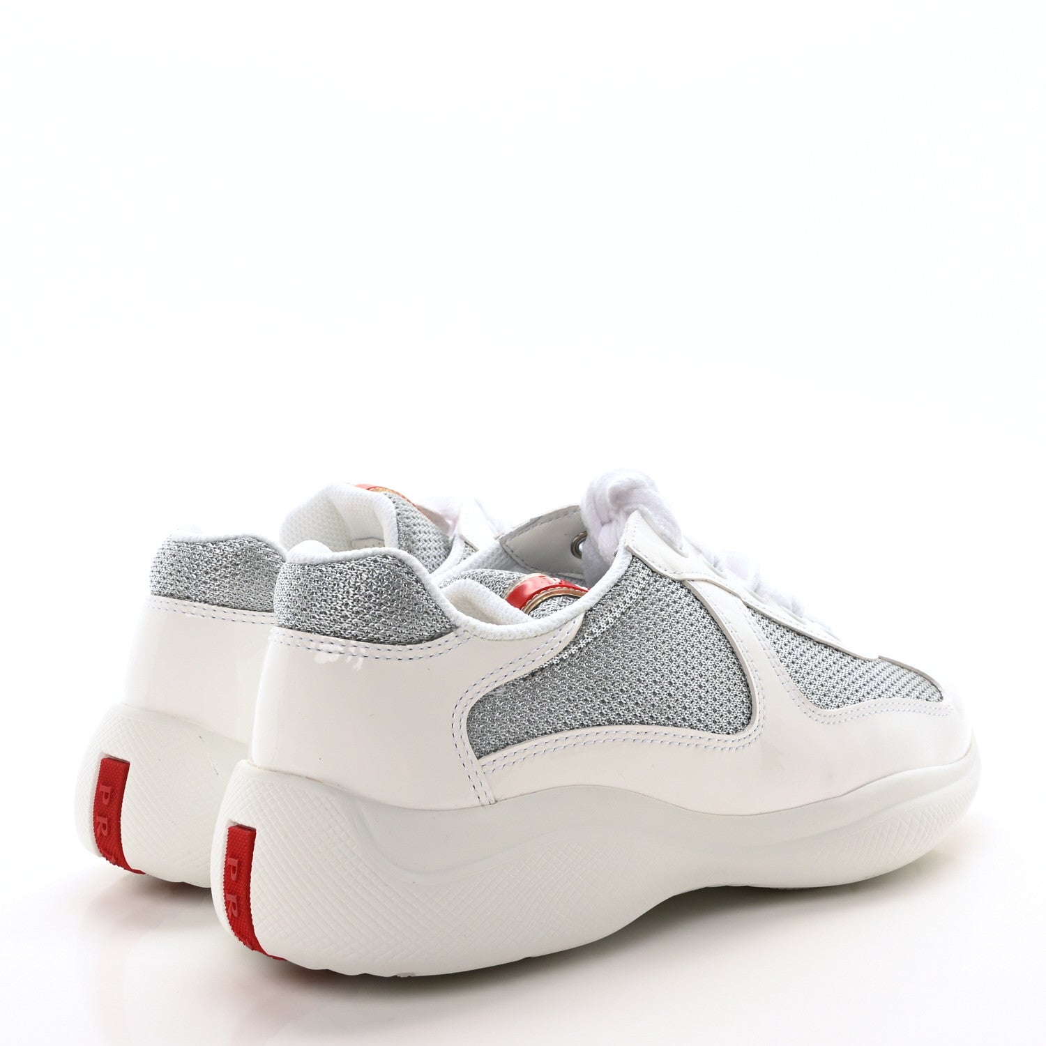 Prada Vernice Soft Mesh America's Cup Biker Sneakers 36 White Argento 5 of 8