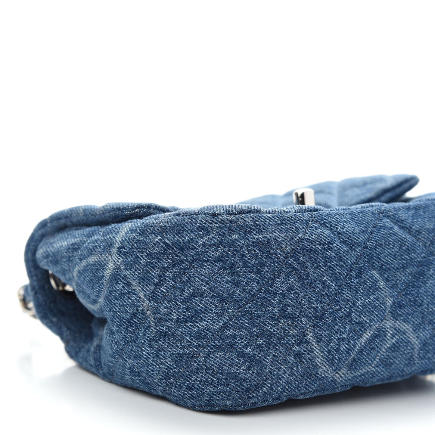 Denim CC Quilted Mini Square Flap Blue