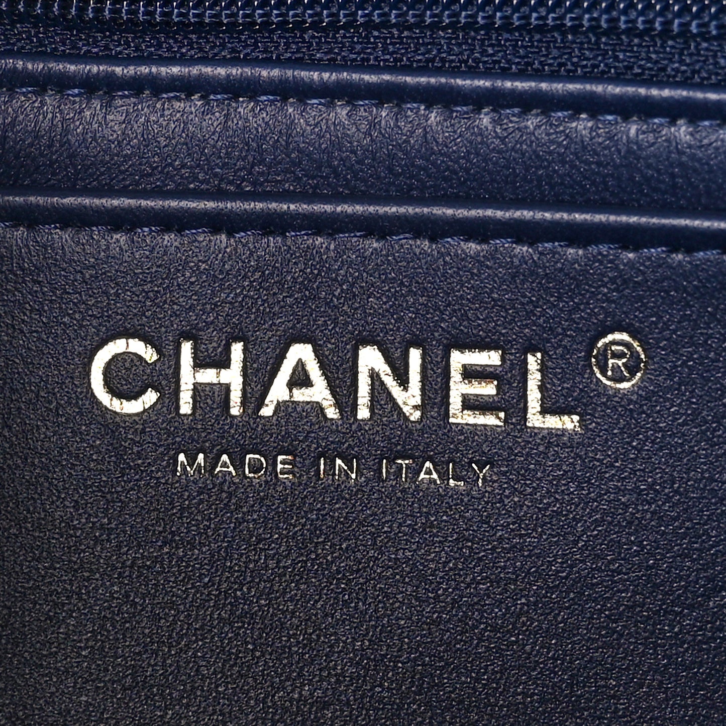 Lambskin Quilted Mini Top Handle Rectangular Flap Navy Blue