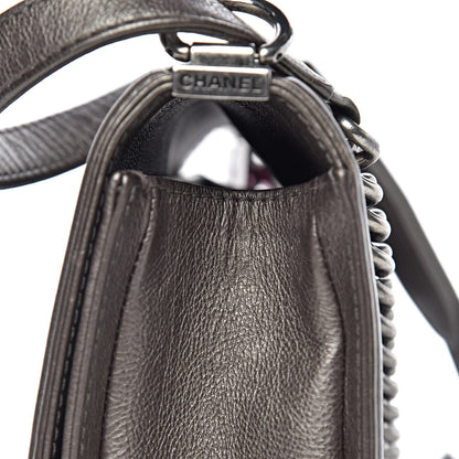 Chanel Metallic Calfskin Quilted Medium Boy Flap Dark Silver 15 of 19