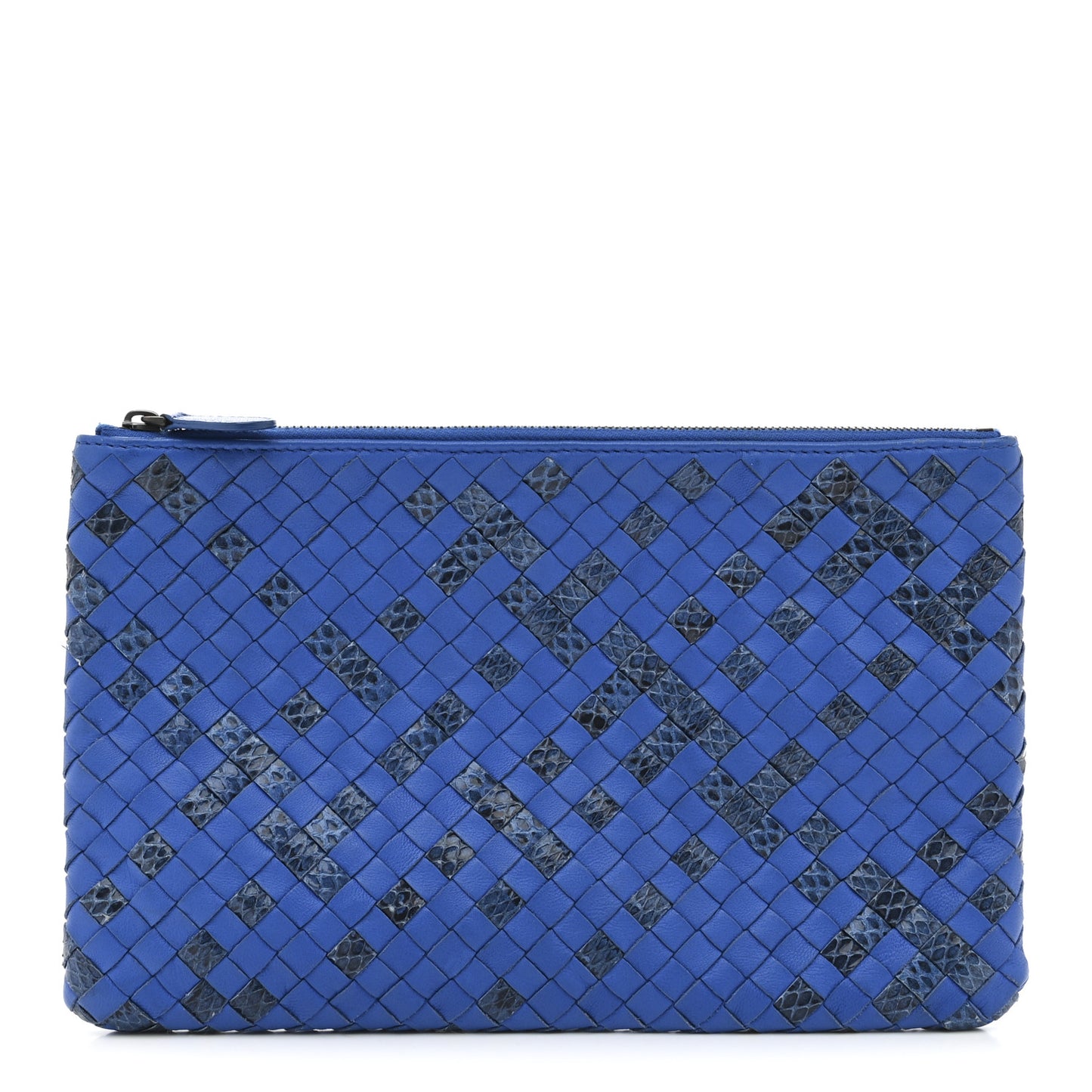 Nappa Intrecciato Snakeskin Pouch Blue
