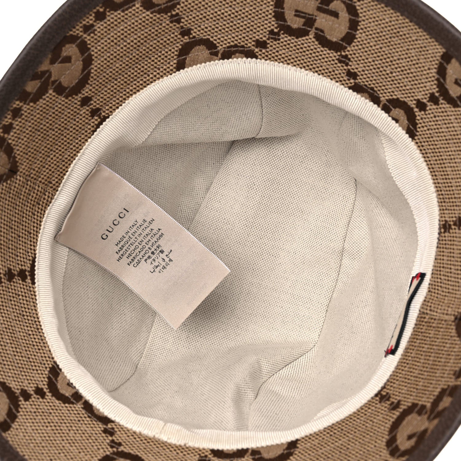 Gucci Monogram Jumbo GG Bucket Hat S Camel Ebony New Acero 7 of 9