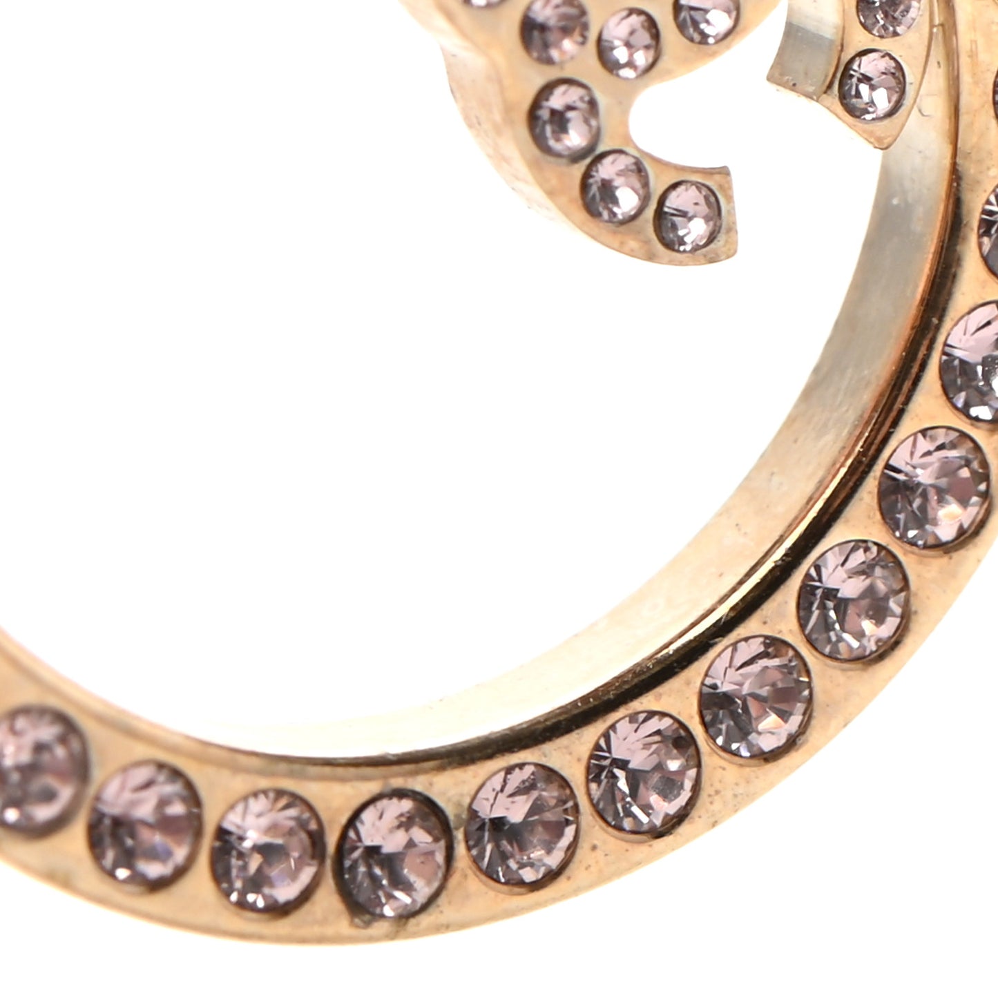 Crystal CC Hoop Drop Earrings Gold Pink