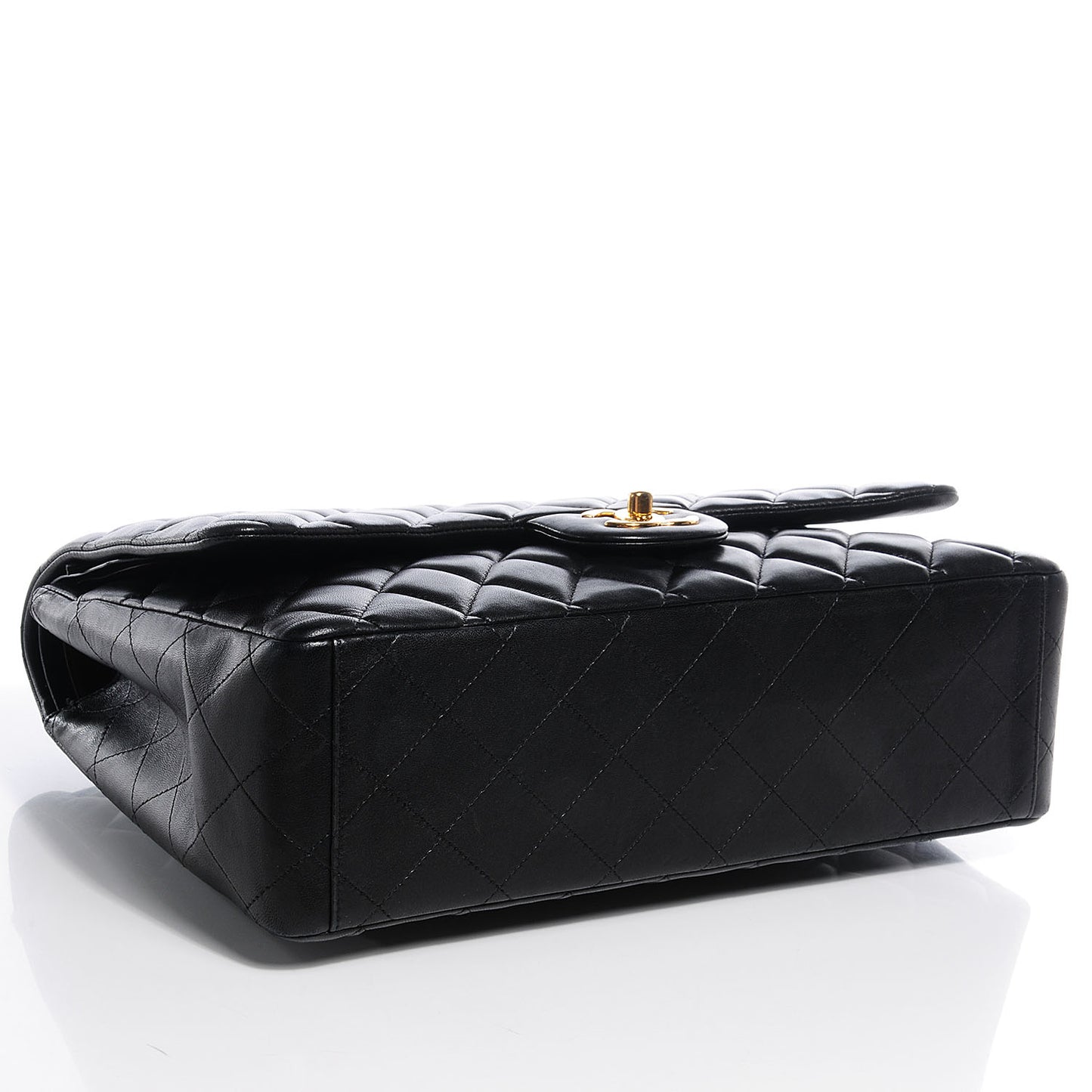 Lambskin Quilted Maxi Double Flap Black