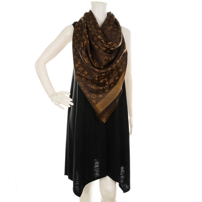 Louis Vuitton Silk Wool Monogram Shine Shawl Marron 2 of 5