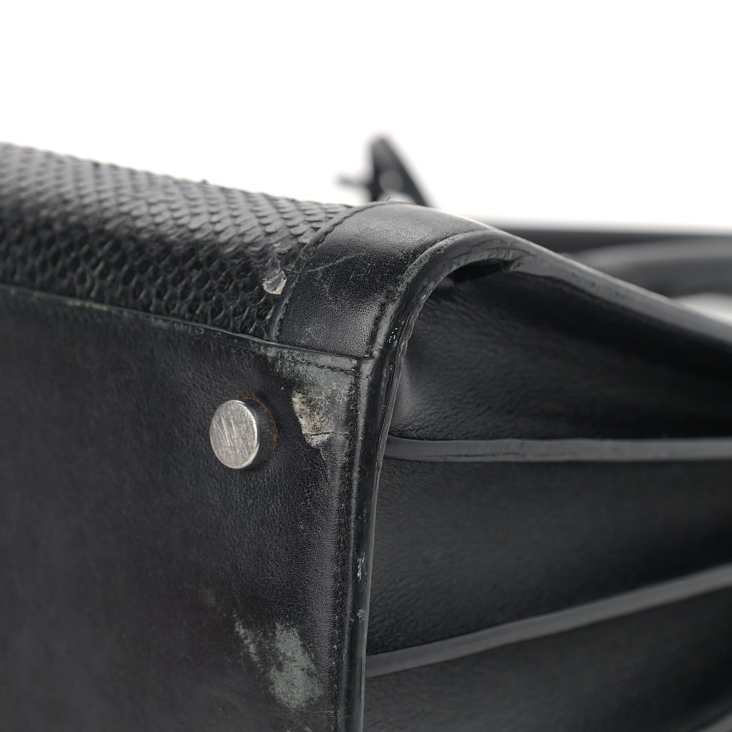 Python Calfskin Embossed Small Sac de Jour Black