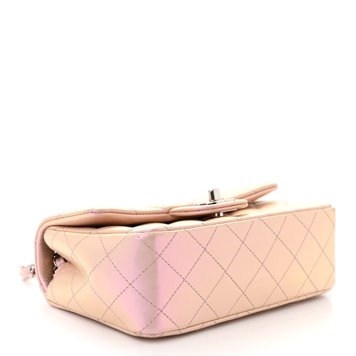 Chanel Iridescent Calfskin Quilted Mini Rectangular Flap Pink 4 of 11