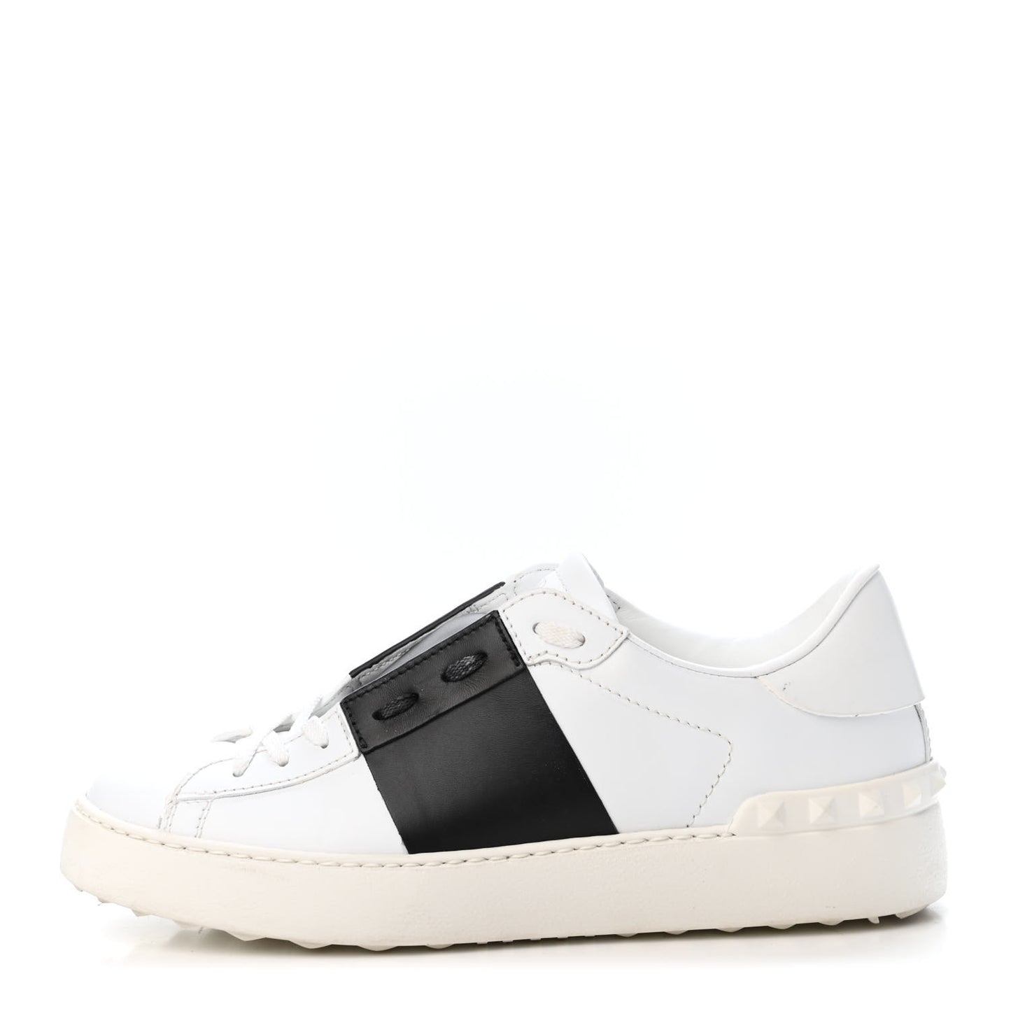 Calfskin Rockstud Open Sneakers 37.5 White Black