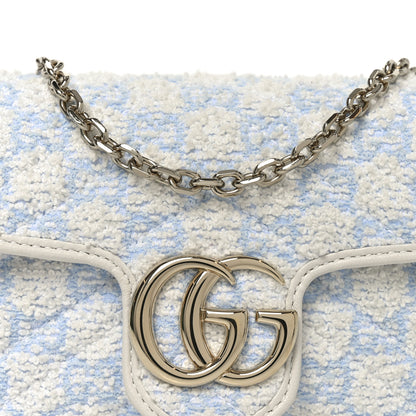 Gucci Sponge Boucle Matelasse Mini GG Marmont Shoulder Bag White Light Blue Grey 8 of 10