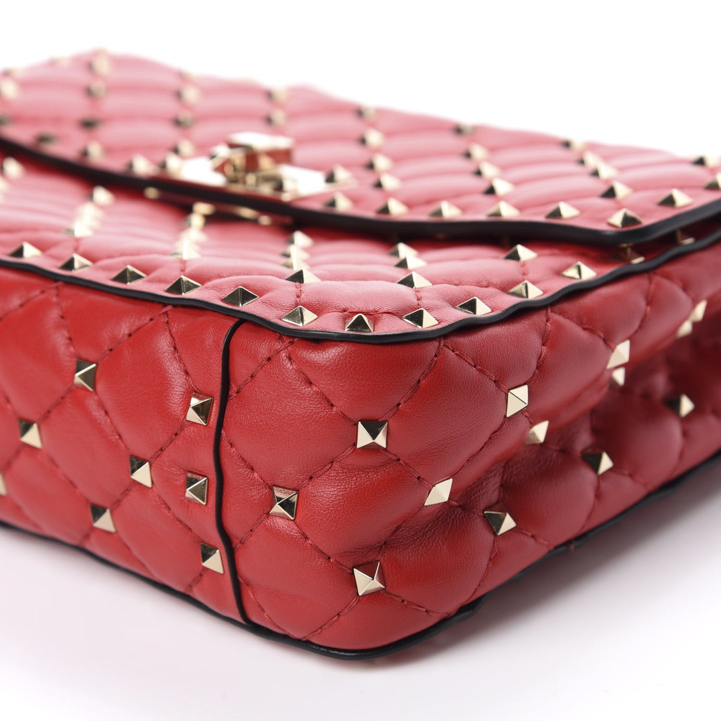 Nappa Medium Rockstud Spike Shoulder Bag Rosso Valentino