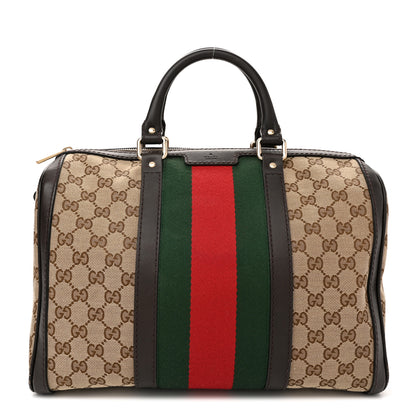 Gucci Monogram Vintage Web Medium Boston Dark Brown 1 of 16