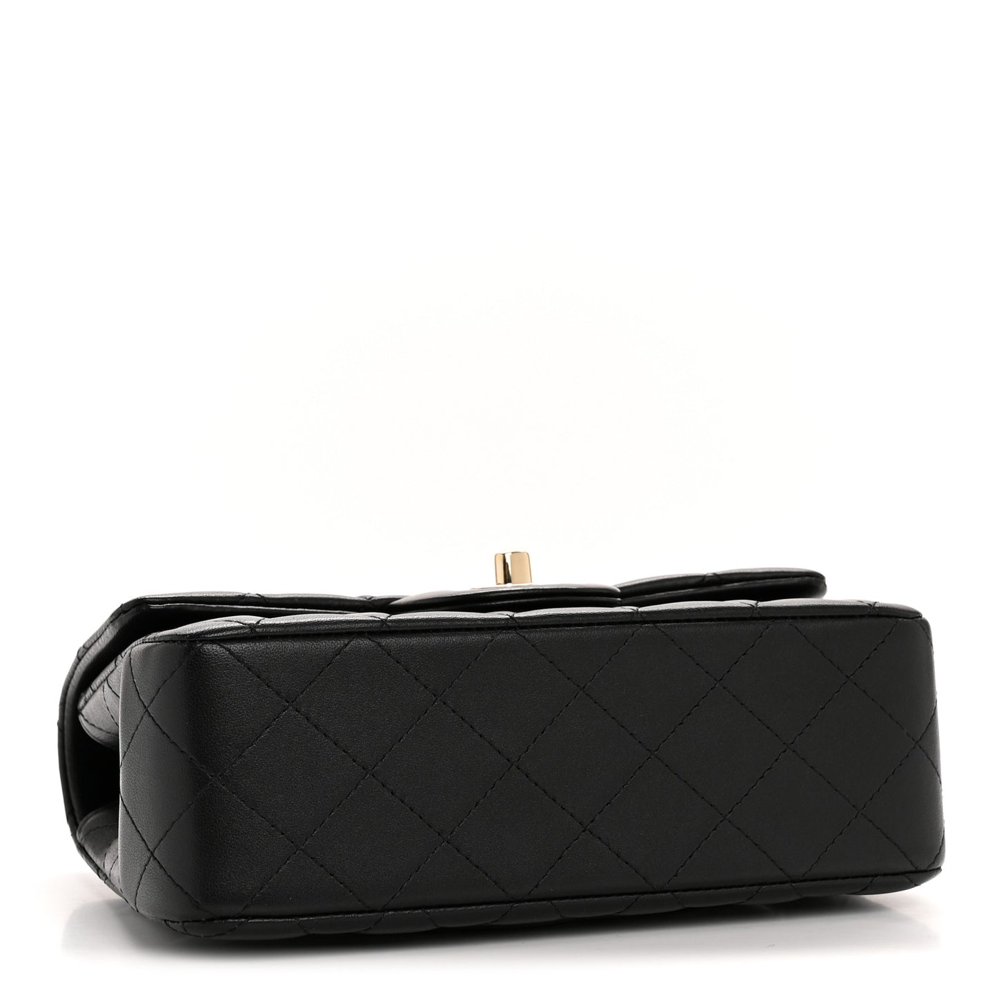 Lambskin Quilted Mini Top Handle Rectangular Flap Black