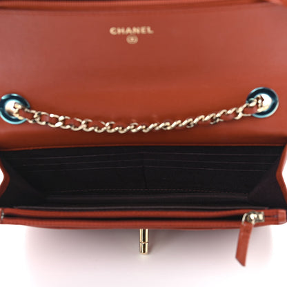 Chanel Lambskin Quilted Trendy CC Wallet On Chain WOC Red 4 of 9
