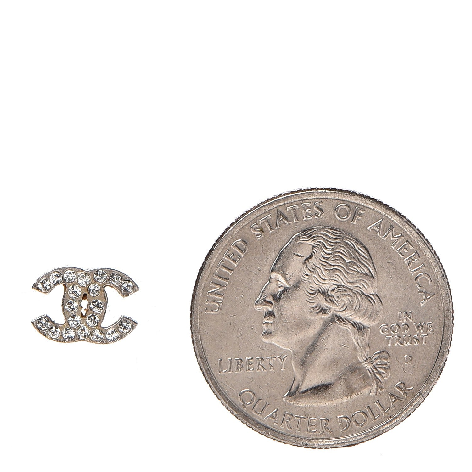 Chanel Crystal Mini Timeless CC Earrings Silver 2 of 4