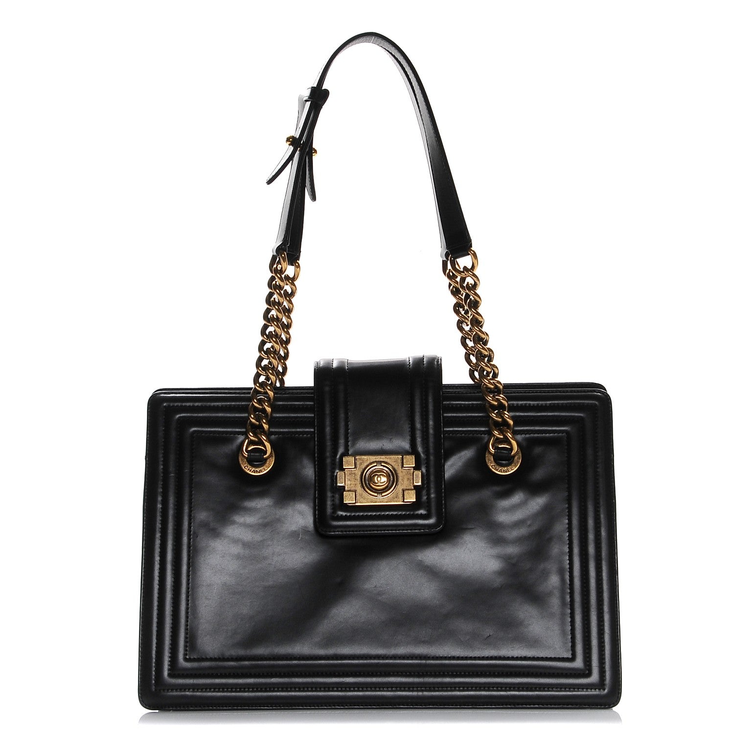 Chanel Glazed Calfskin Boy Tote Black 1 of 7