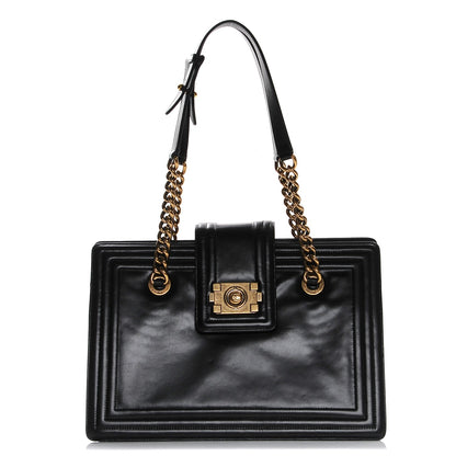 Chanel Glazed Calfskin Boy Tote Black 1 of 7