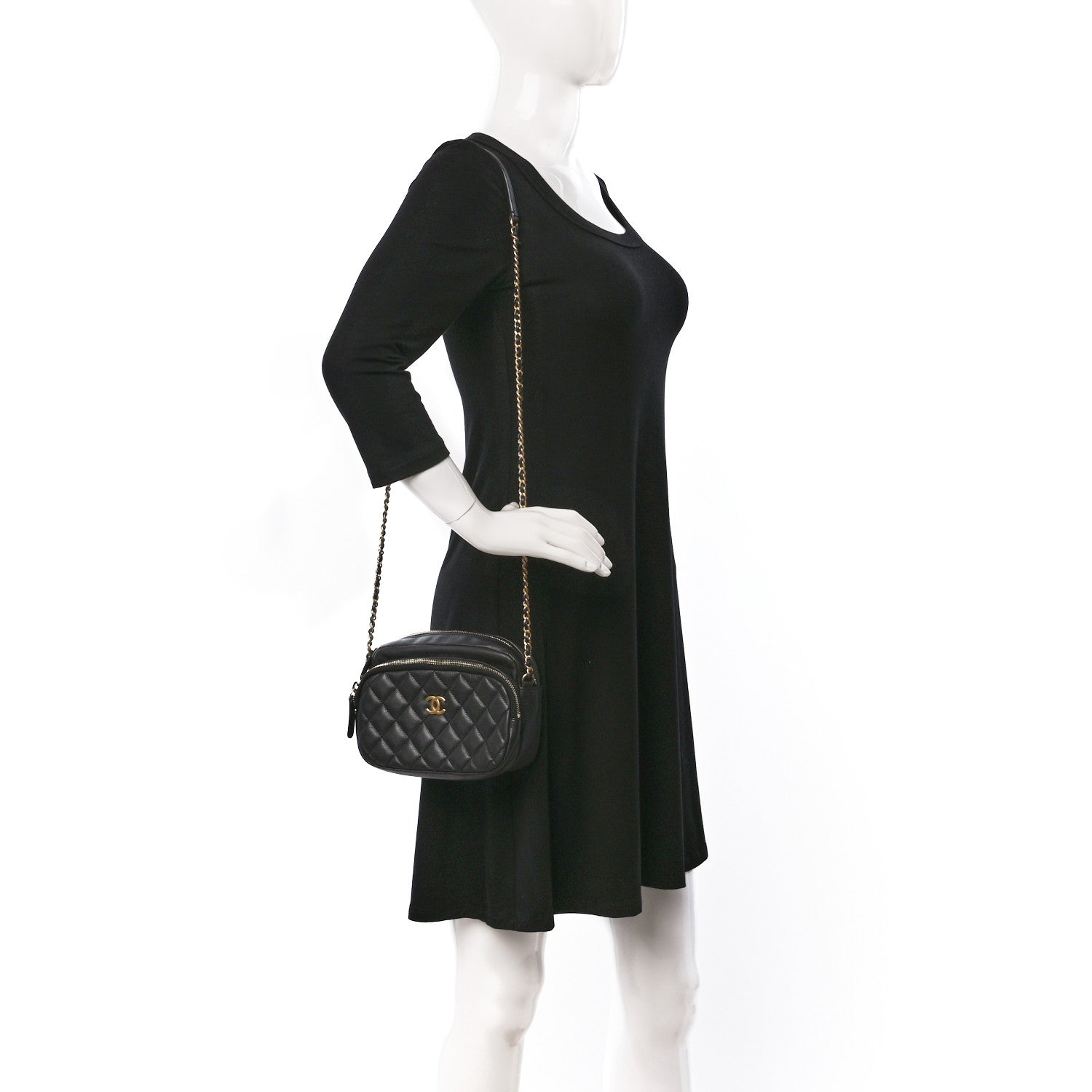 Chanel Calfskin Quilted Day Trips Camera Case Black 2 of 11