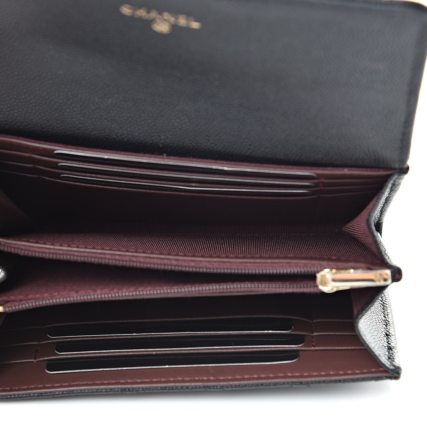 Caviar Quilted Medium Flap Wallet Black