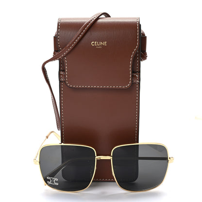 Celine Metal Rhinestone Triomphe Sunglasses Gold Smoke 8 of 8