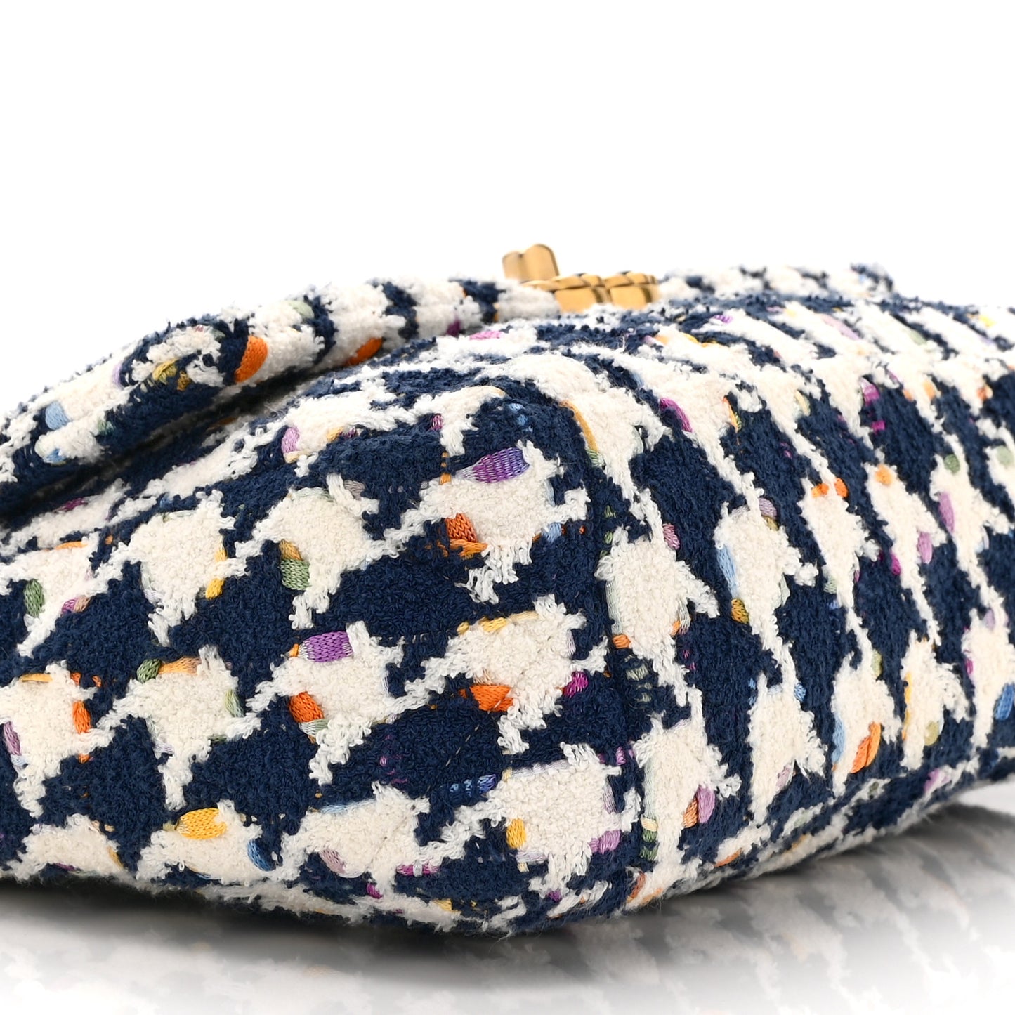 Tweed Quilted Medium Chanel 19 Flap Ecru Navy Blue Multicolor