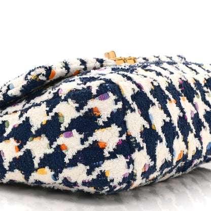 Chanel Tweed Quilted Medium Chanel 19 Flap Ecru Navy Blue Multicolor 9 of 10