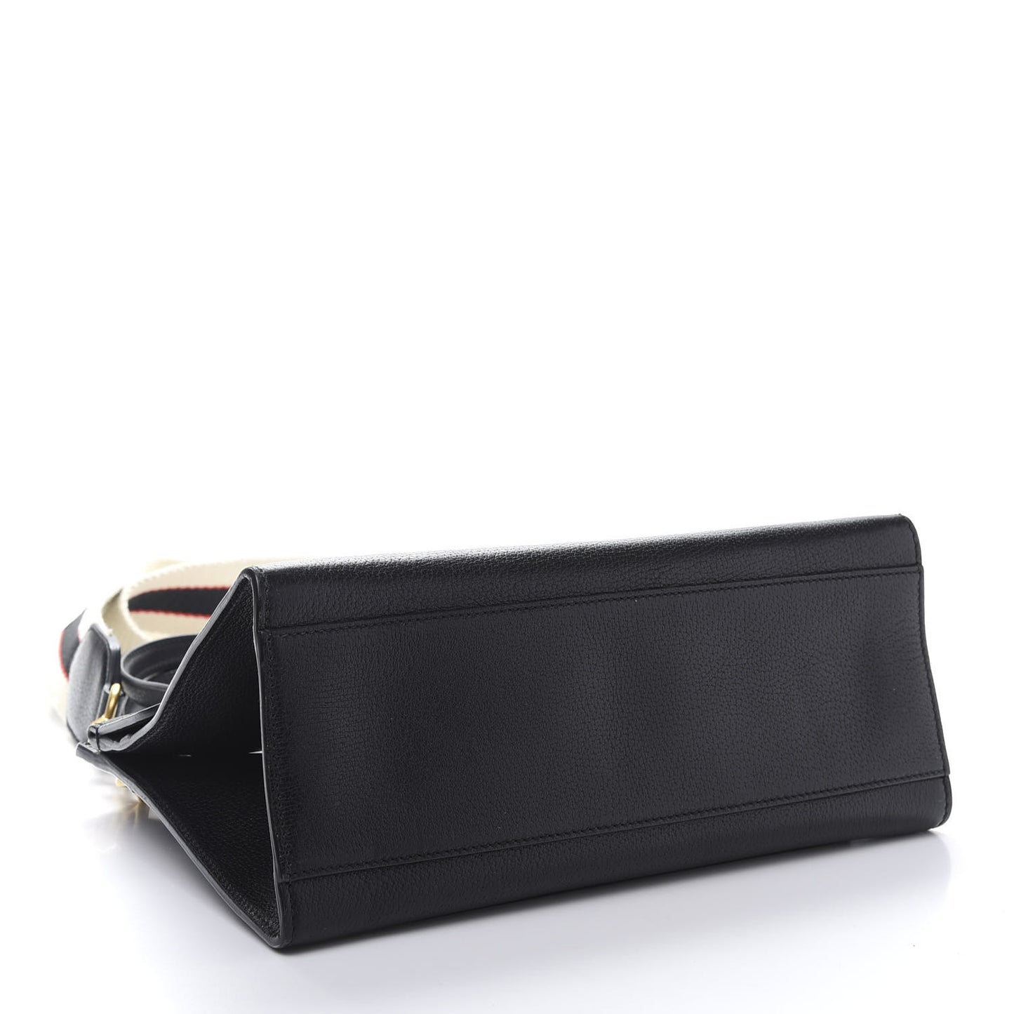 Grained Calfskin Web Crystal Butterfly Stripe Medium Totem Top Handle Bag Black