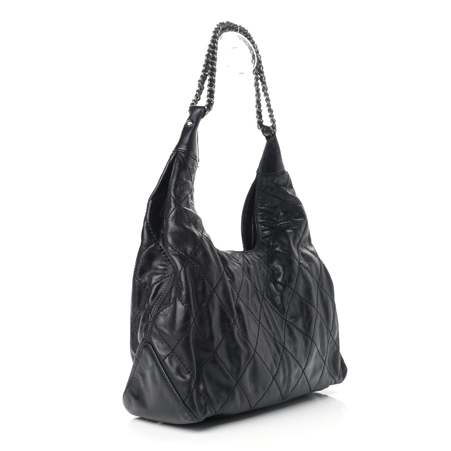 Chanel Aged Calfskin Quilted Coco Supple Hobo Black 3 of 11