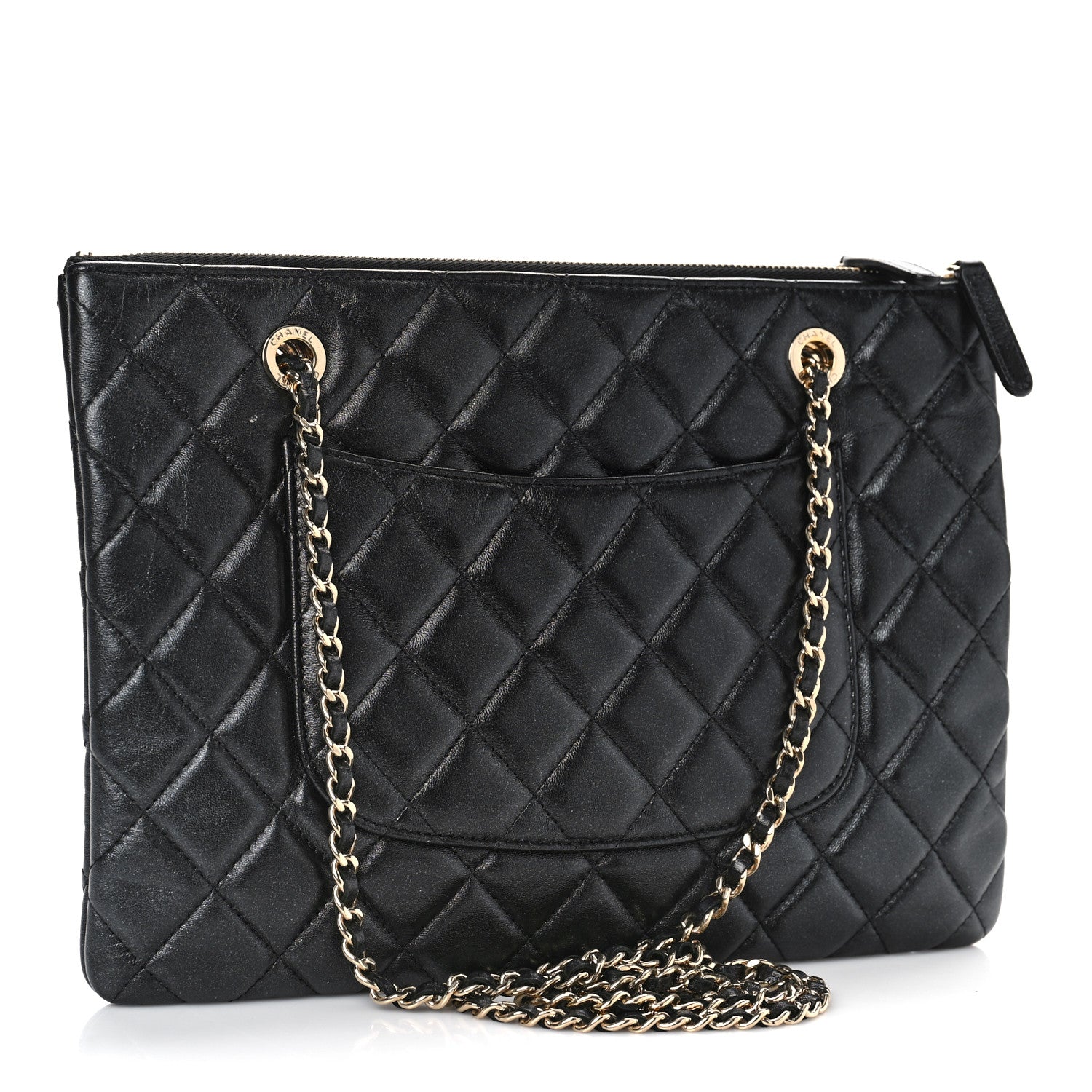 Chanel Shiny Lambskin Quilted Medium Double Case With Strap Black 3 of 9