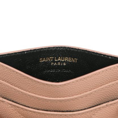 Saint Laurent Grain De Poudre Matelasse Chevron Monogram Credit Card Case Pale Pink 6 of 12