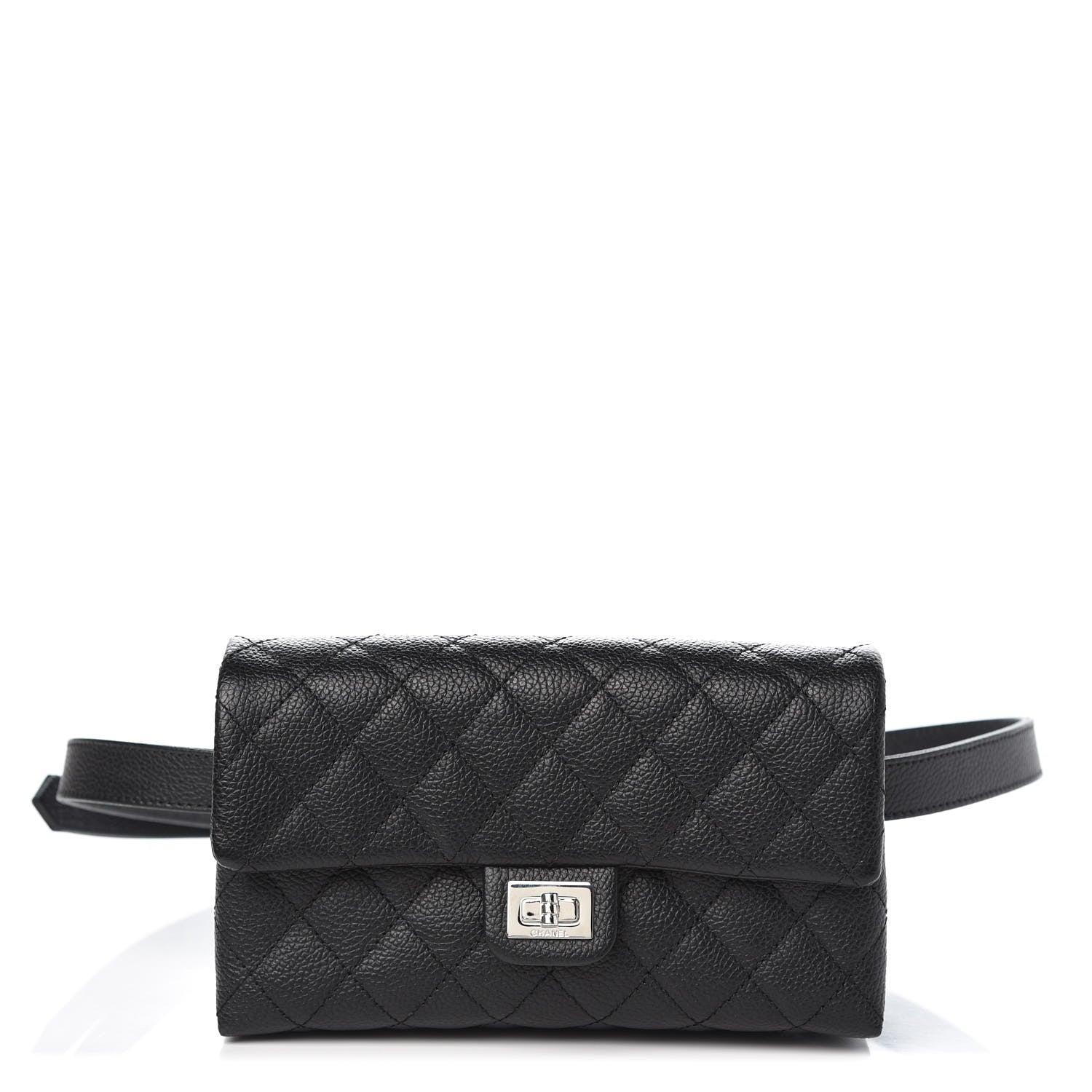 Chanel Grained Calfskin Quilted 2.55 Reissue Flap Belt Bag Clutch Black 1 of 9