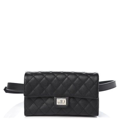 Chanel Grained Calfskin Quilted 2.55 Reissue Flap Belt Bag Clutch Black 1 of 9