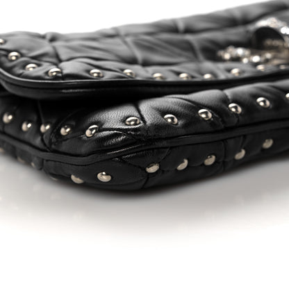 Miu Miu Nappa Quilted Crystal Studded Flap Clutch Black 8 of 11