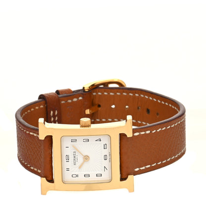 Hermes Stainless Steel Epsom 21mm Heure H Hour Quartz Watch Gold 2 of 5