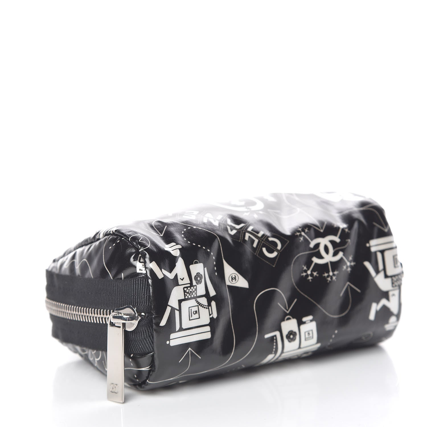 Chanel Coated Canvas Airline Cosmetic Pouch Black White 4 of 9