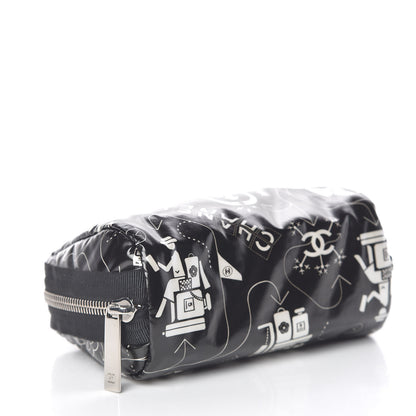 Chanel Coated Canvas Airline Cosmetic Pouch Black White 4 of 9
