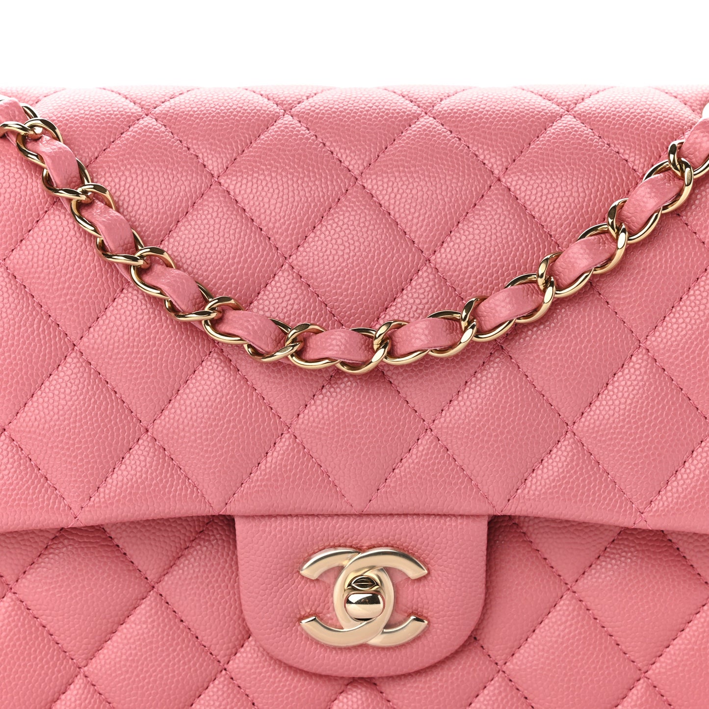Caviar Quilted Medium Double Flap Dark Pink